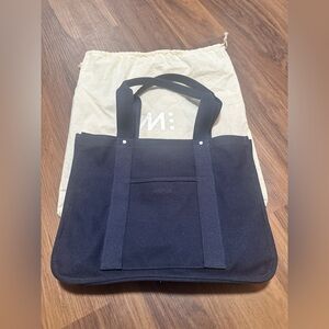 Elegant Navy Canvas Tote by Monos - The Gesso Tote in Abyss Blue